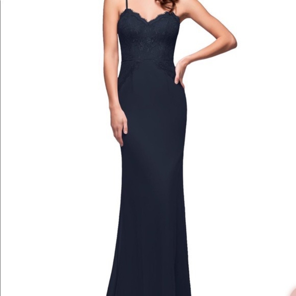 Azazie Navy Blue Lace Wedding Dress